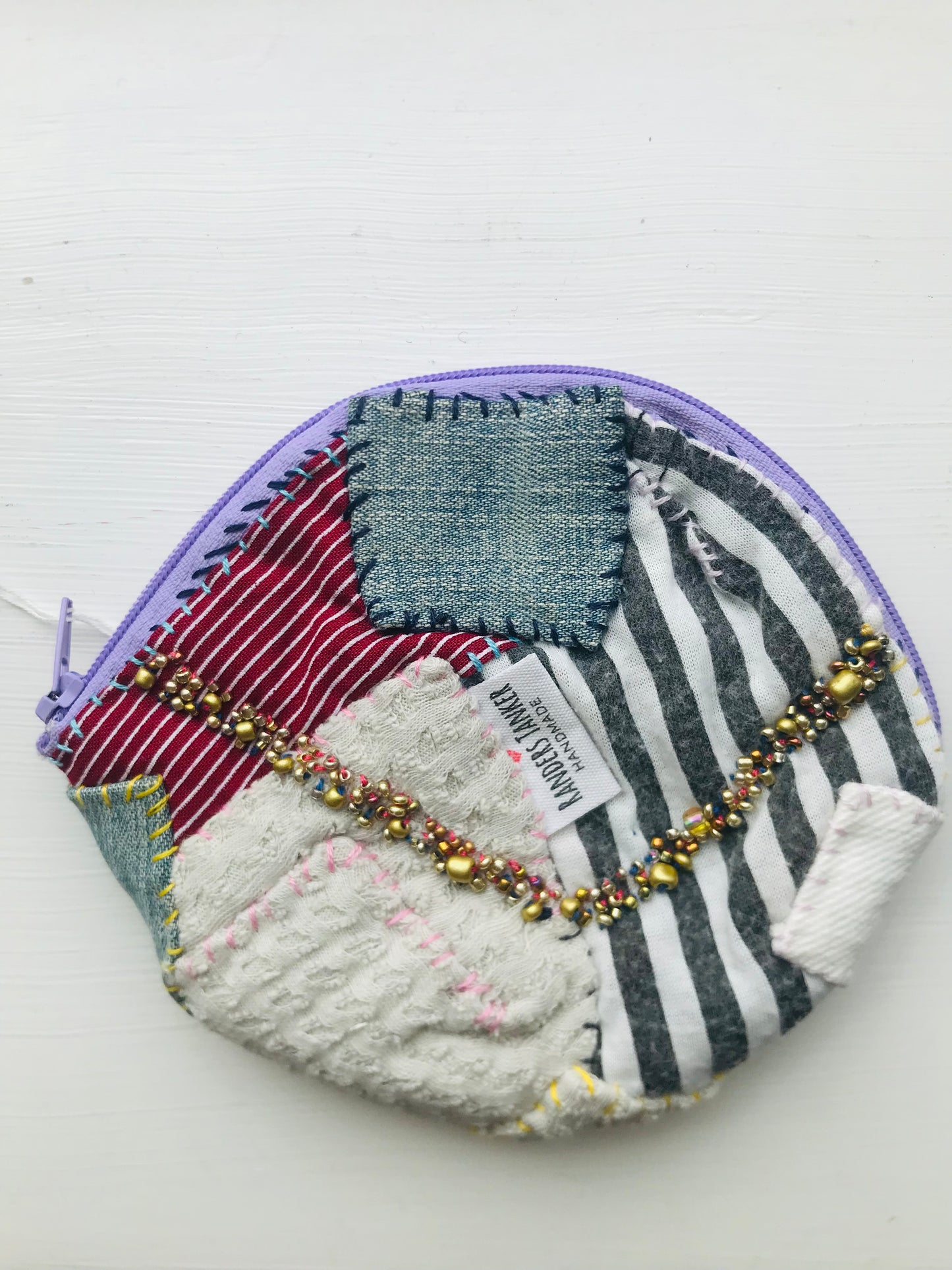 Coin case, beads, hand-sewn, embroidered, cloth, coin purse, handmade, 2040