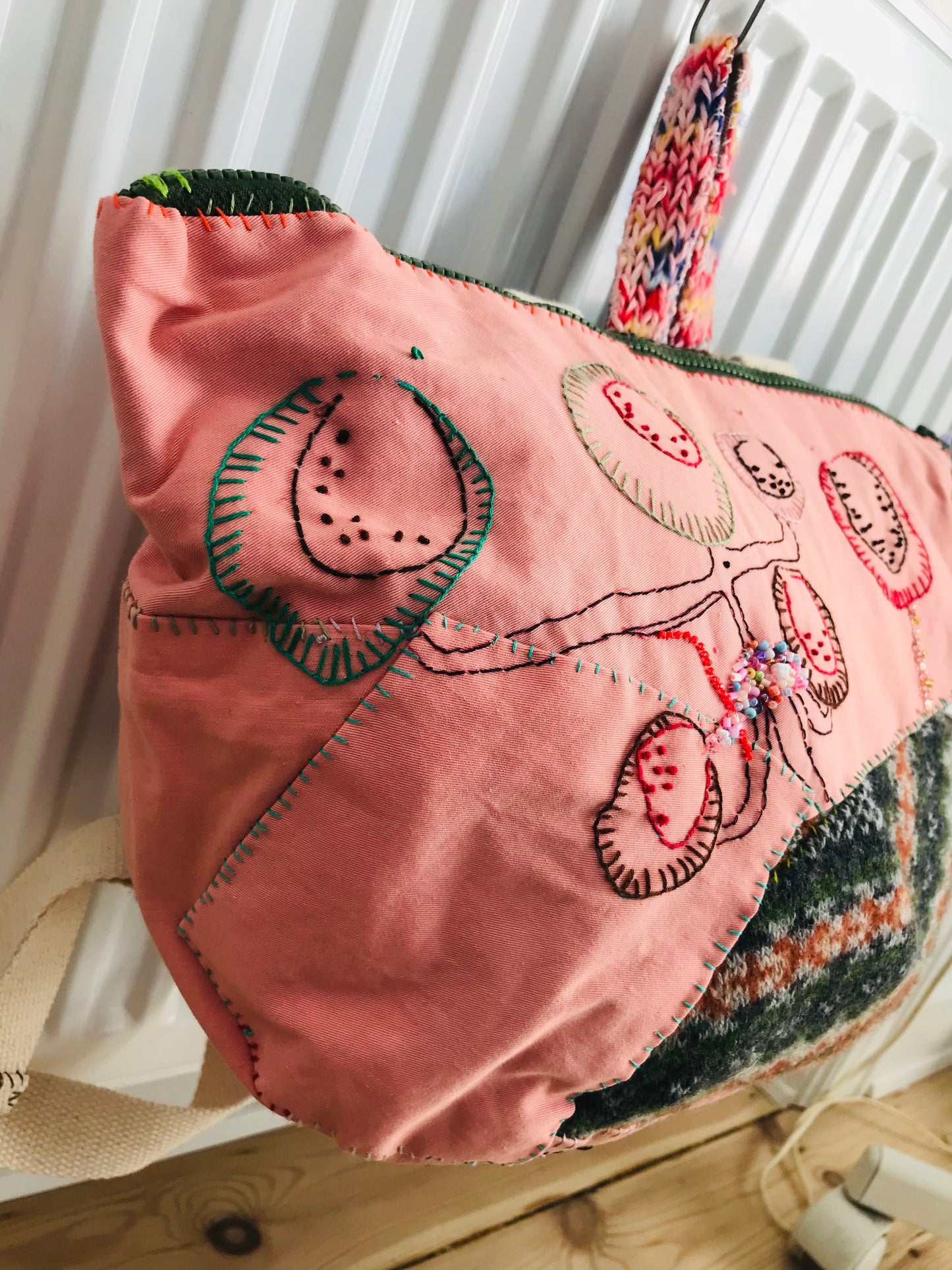 Rucksack Beaded Embroidered Hand Sewn Fabric Canvas 1586