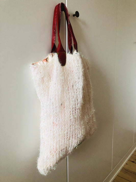 Bag Hand-sewn bag Fabric knitted tote bag Slow fashion Handmade 2471