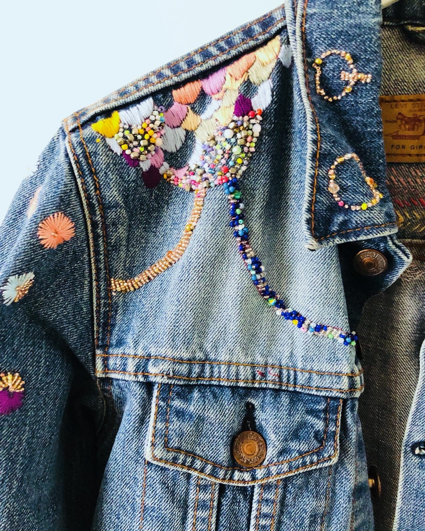 Cowboy jacket remake fabric slow fashion embroidery hand embroidery reproduction handmade 1957