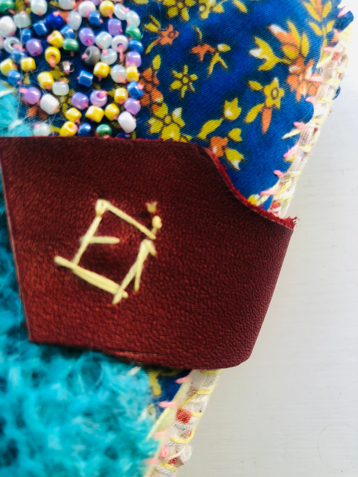 Wallet, fabric wallet, handmade, hand-sewn, embroidered, patchwork, bifold, 2442