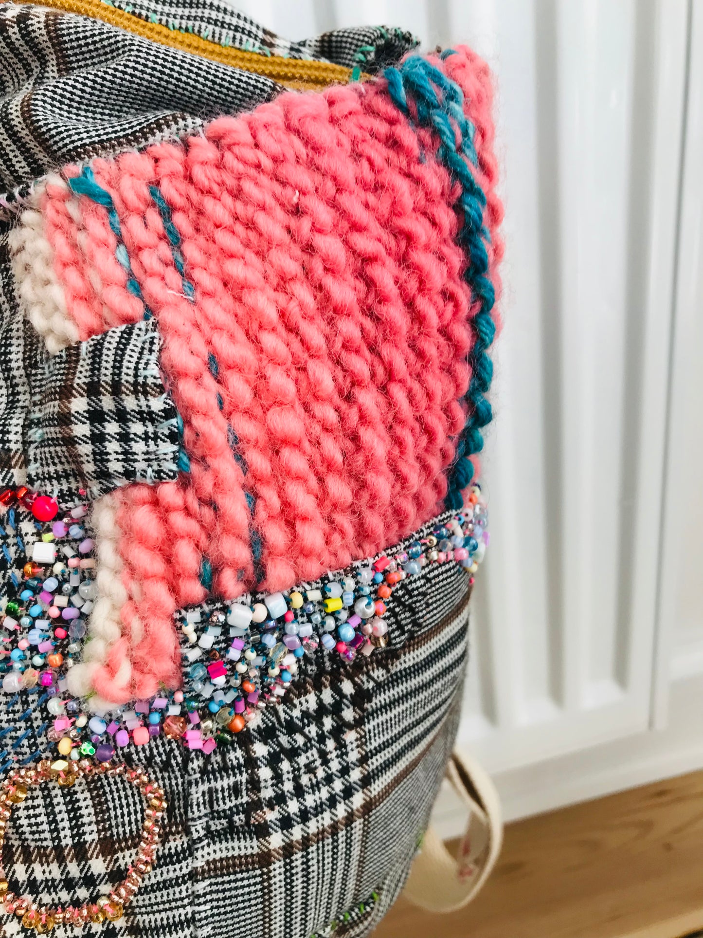 Rucksack Beaded Embroidered Hand Sewn Fabric Canvas 1586