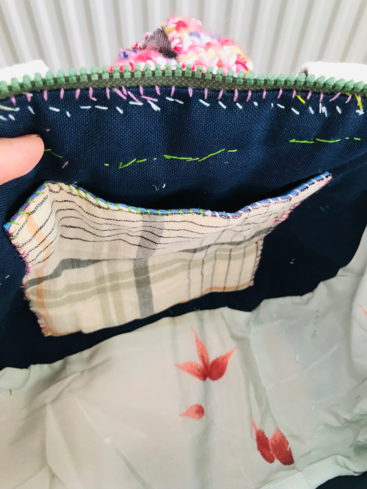 Rucksack Beaded Embroidered Hand Sewn Fabric Canvas 1586