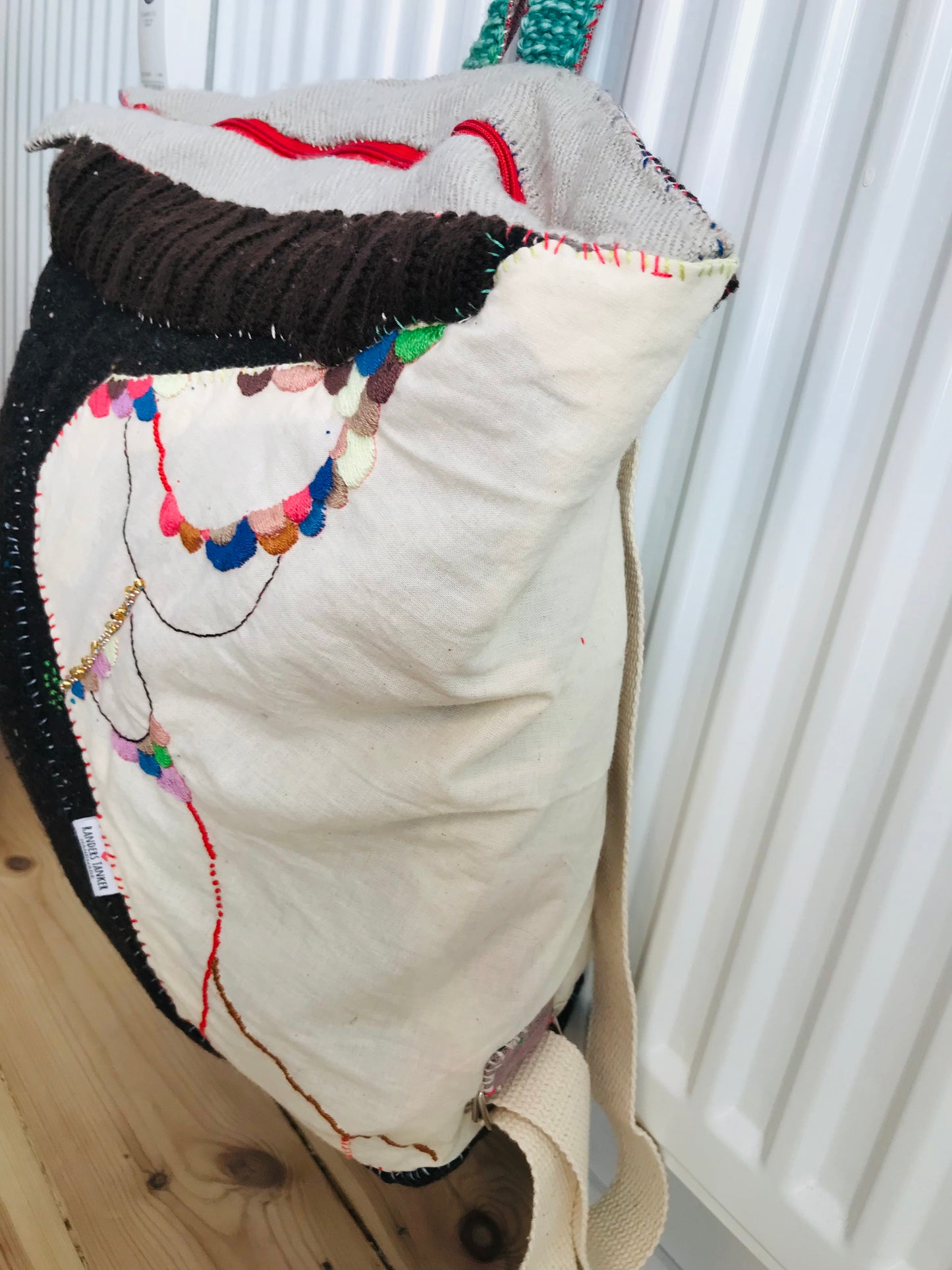 Rucksack Beaded Embroidered Hand Sewn Fabric Canvas 1586
