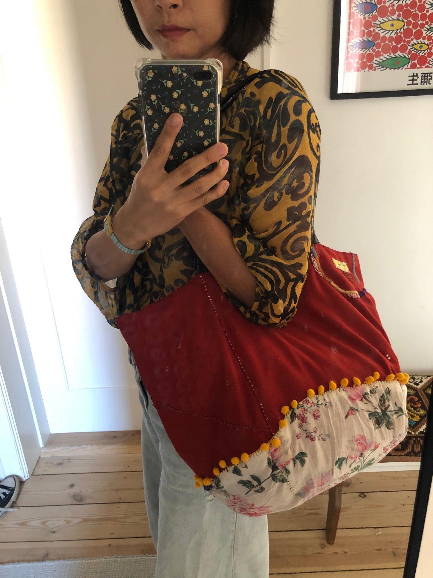 Bag 手縫いのバッグ 布製　トートバッグ　スローファッション　ハンドメイド　2523