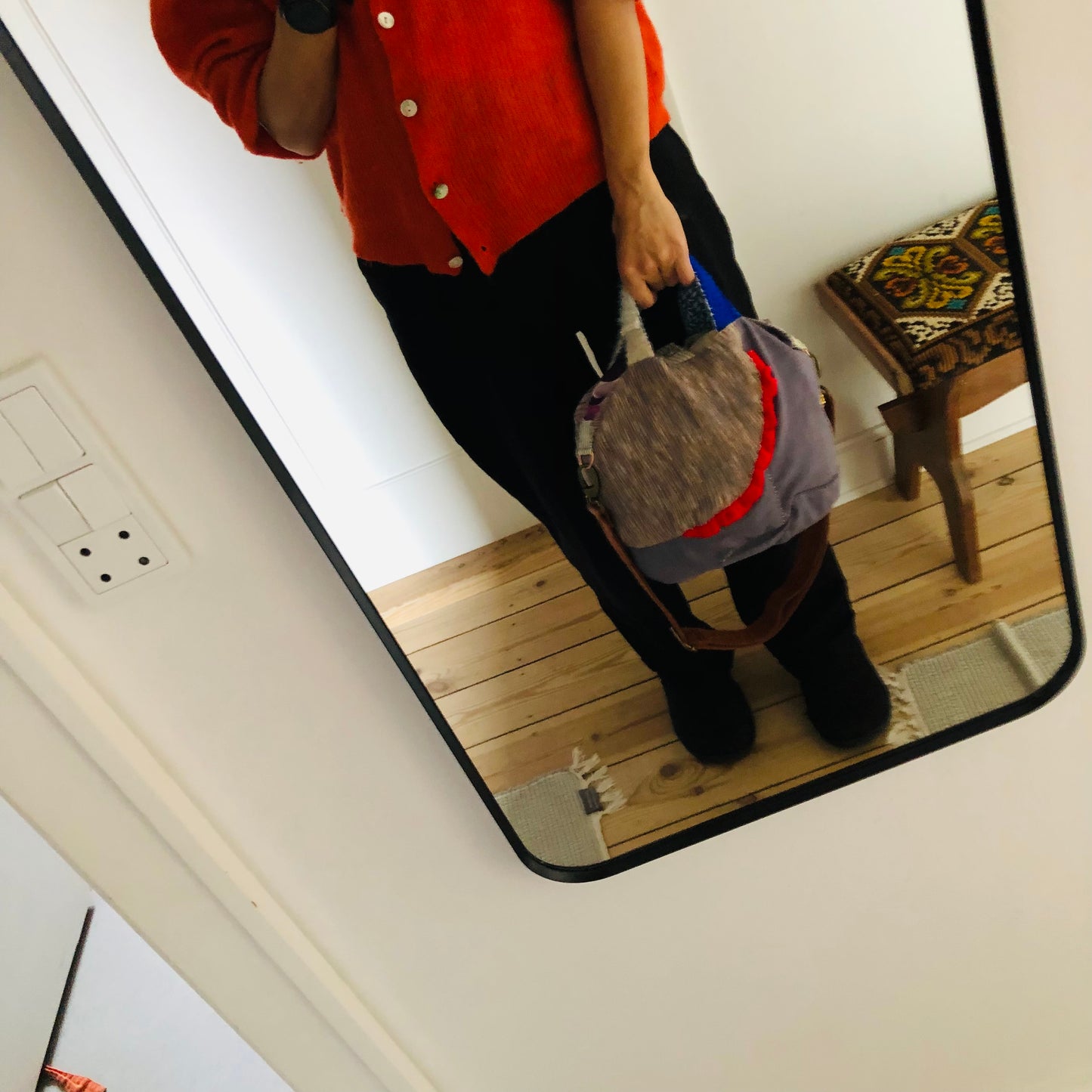 Bag 手縫いのバッグ 布製　トートバッグ　スローファッション　ハンドメイド　2408