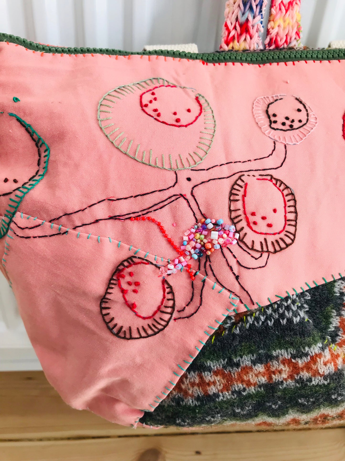 Rucksack Beaded Embroidered Hand Sewn Fabric Canvas 1586