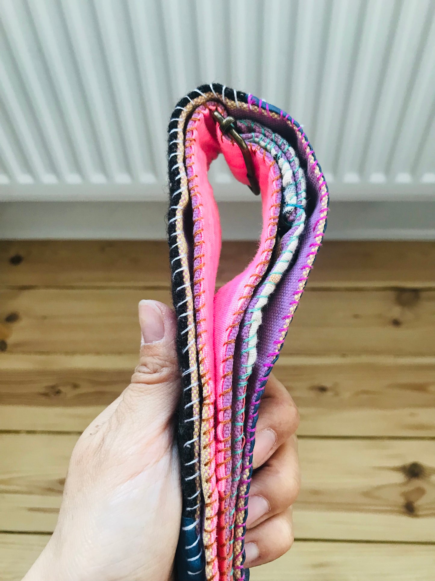 strap  手縫いのストラップ　　布製　毛糸　肩掛けストラップ　スローファッション　ハンドメイド　1738