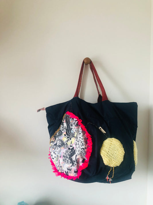 Bag Hand-stitched bag Fabric tote bag Slow fashion Handmade 2464
