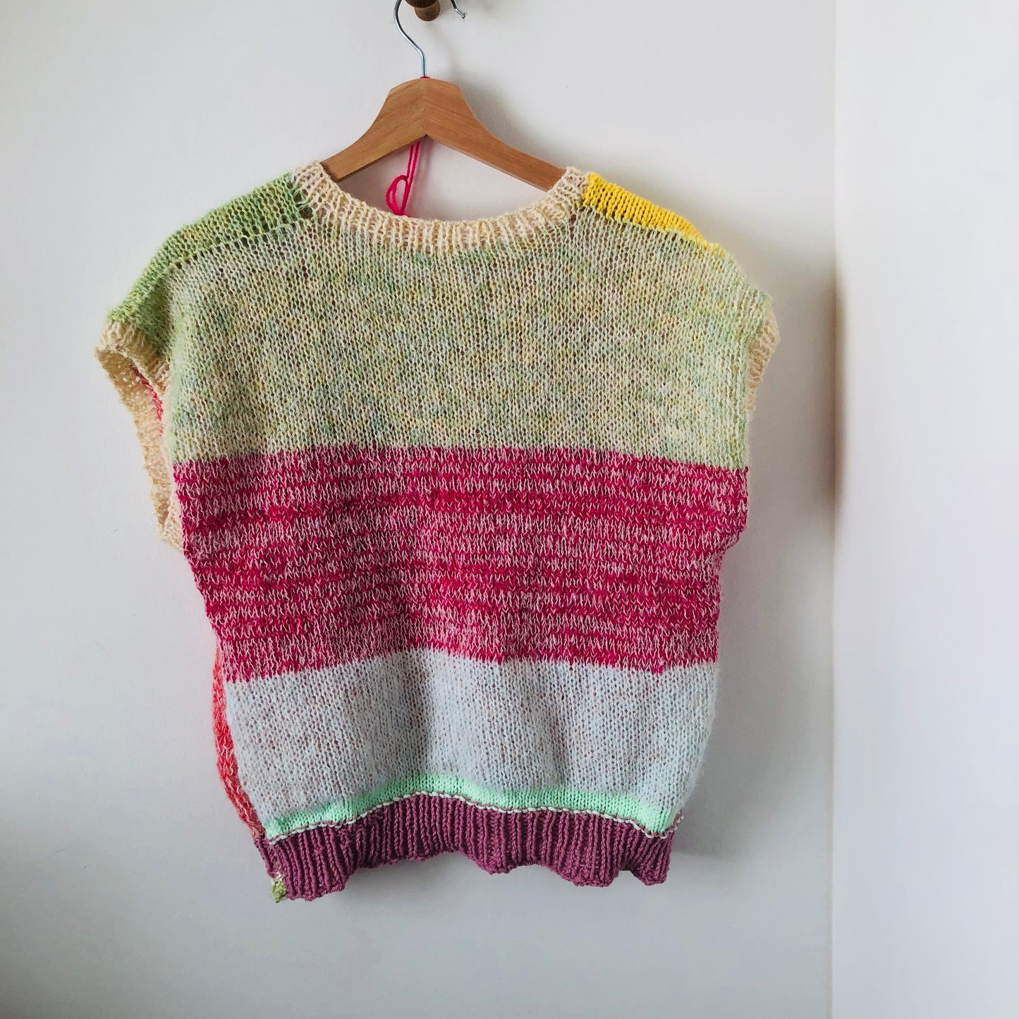 vest, sweater, knitting, yarn, wool, mohair, slow fashion, fancy yarn, one of a kind, 2419