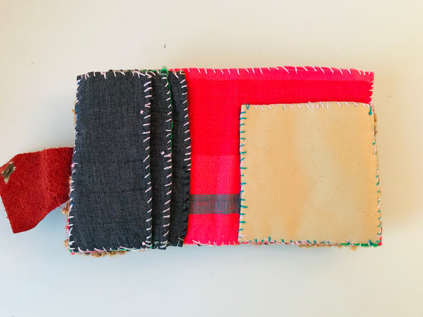 Wallet Fabric Wallet Handmade Hand-sewn Embroidered Patchwork Bi-fold 1912