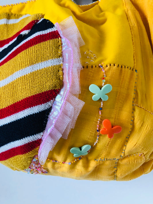 Bag Hand-sewn cloth tote bag, slow fashion, one-handle bag, handmade, 2407