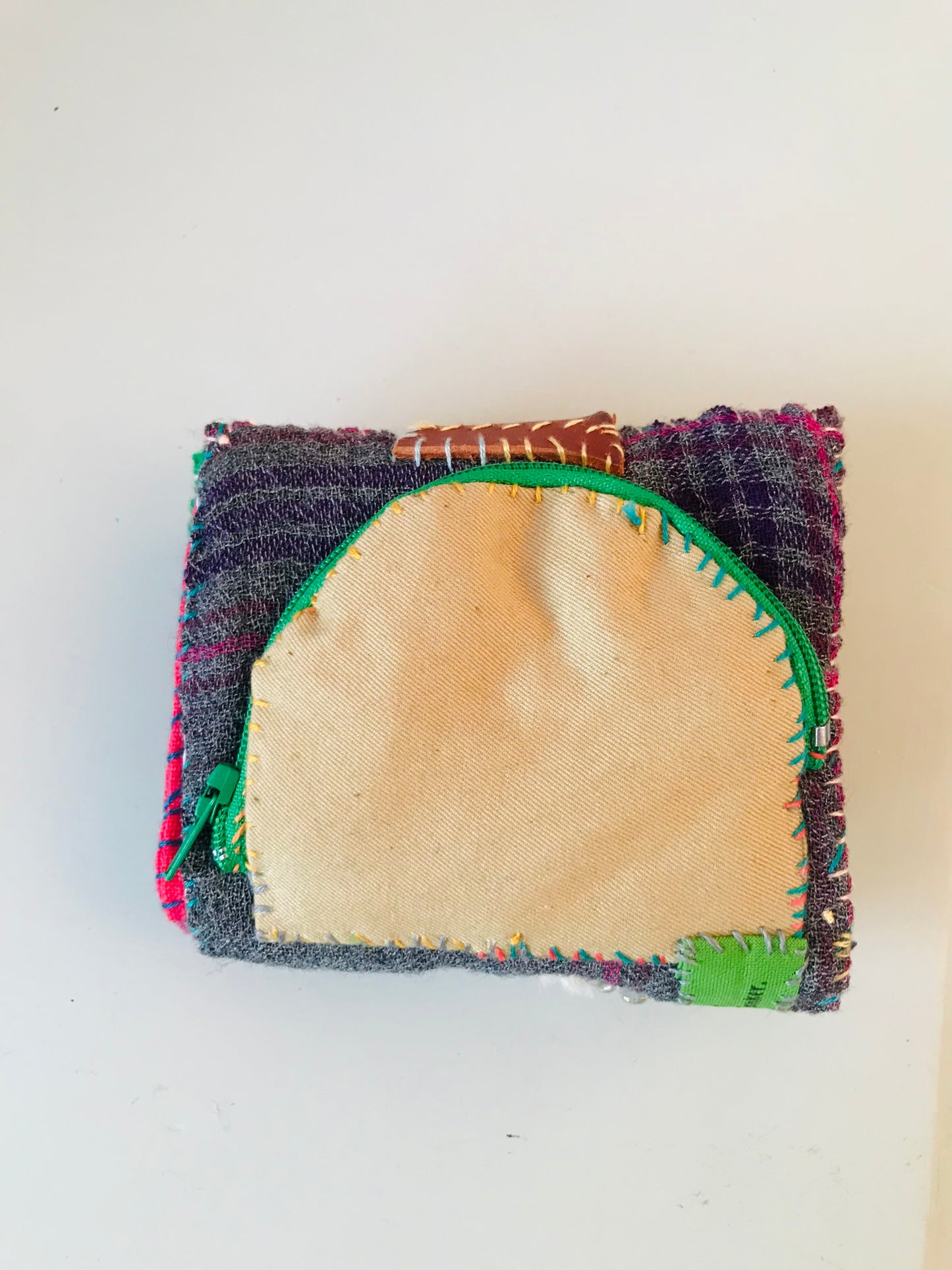 Wallet Fabric Wallet Handmade Hand-sewn Embroidered Patchwork Bi-fold 1910