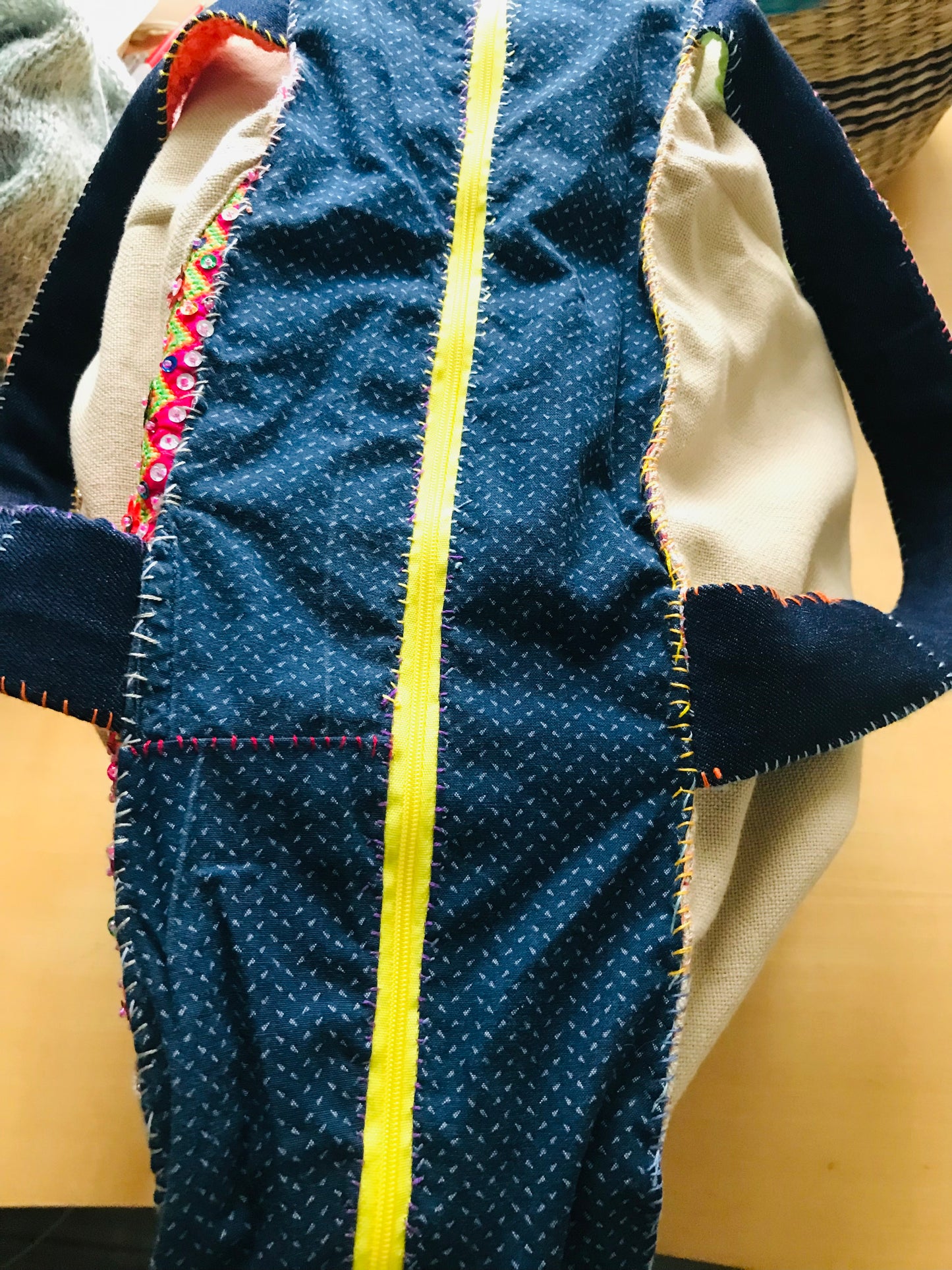 Bag   手縫いのバッグ　  布製　スローファッション　ハンドメイド　1890