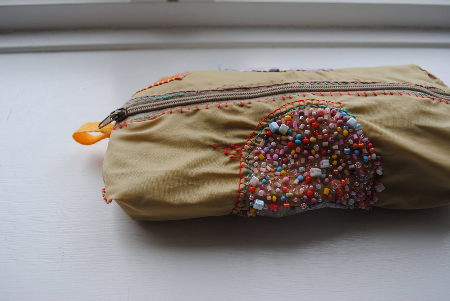 Pouch Hand-stitched Cloth Pen Case Accessory Case Handmade Bead Embroidery 1799