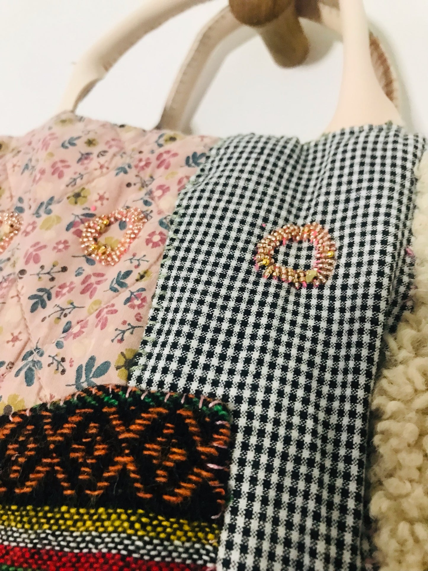 Bag   手縫いのバッグ　  布製　スローファッション　ハンドメイド　1907