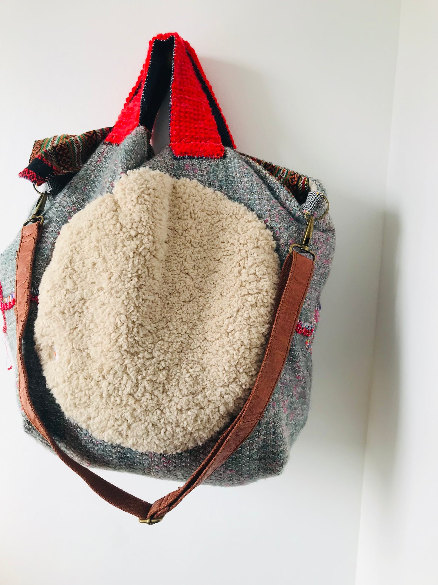 Bag   手縫いのバッグ　  布製　スローファッション　ハンドメイド　1891