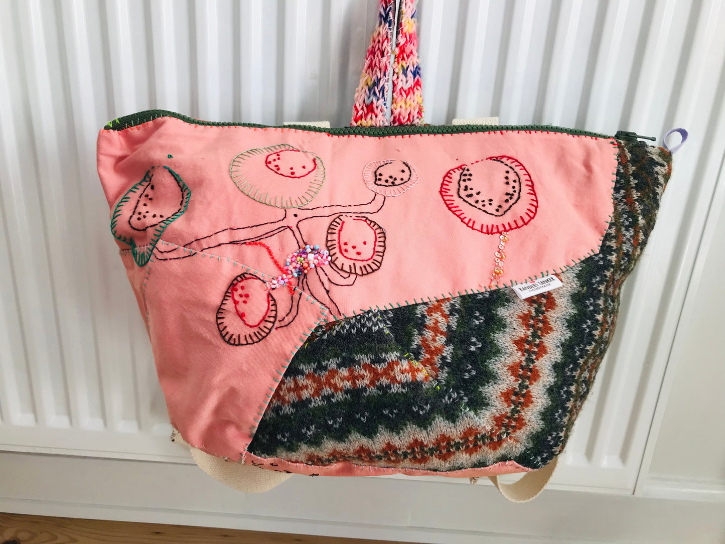 Rucksack Beaded Embroidered Hand Sewn Fabric Canvas 1586