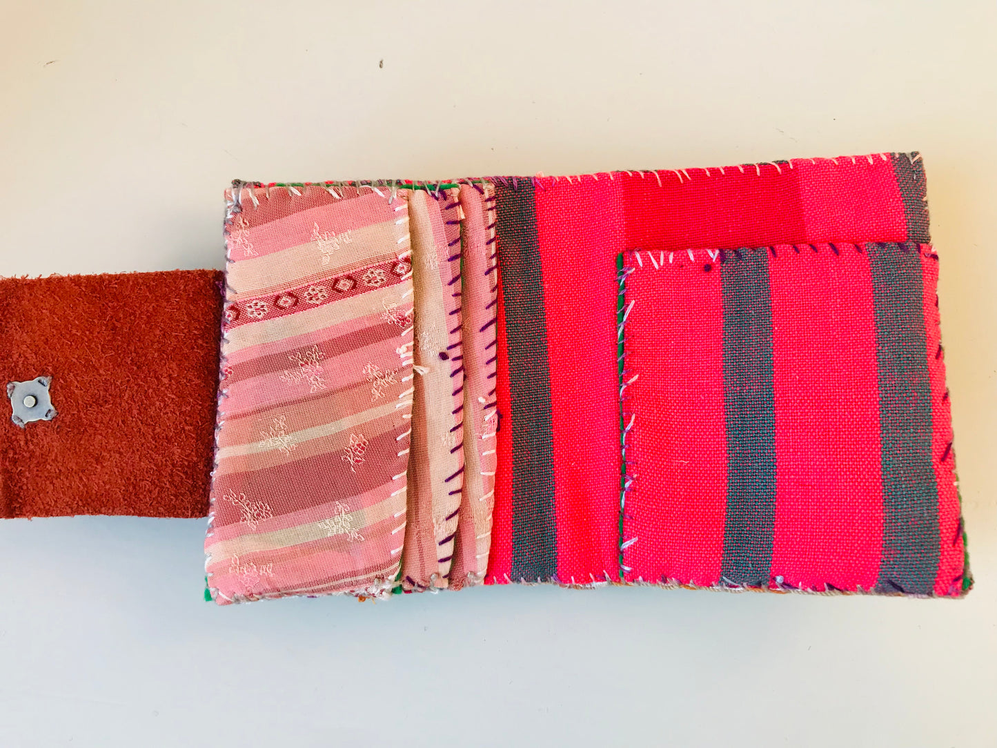 Wallet Fabric Wallet Handmade Hand-sewn Embroidered Patchwork Bi-fold 1914
