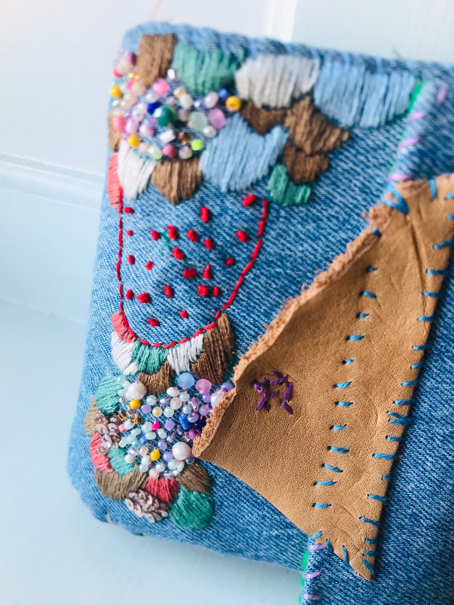 Wallet Fabric Wallet Handmade Hand-sewn Embroidered Patchwork Bi-fold 2076