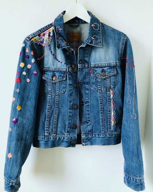 Cowboy jacket   リメイク　布製　スローファッション　刺繍　手刺繍　再生　ハンドメイド　1957