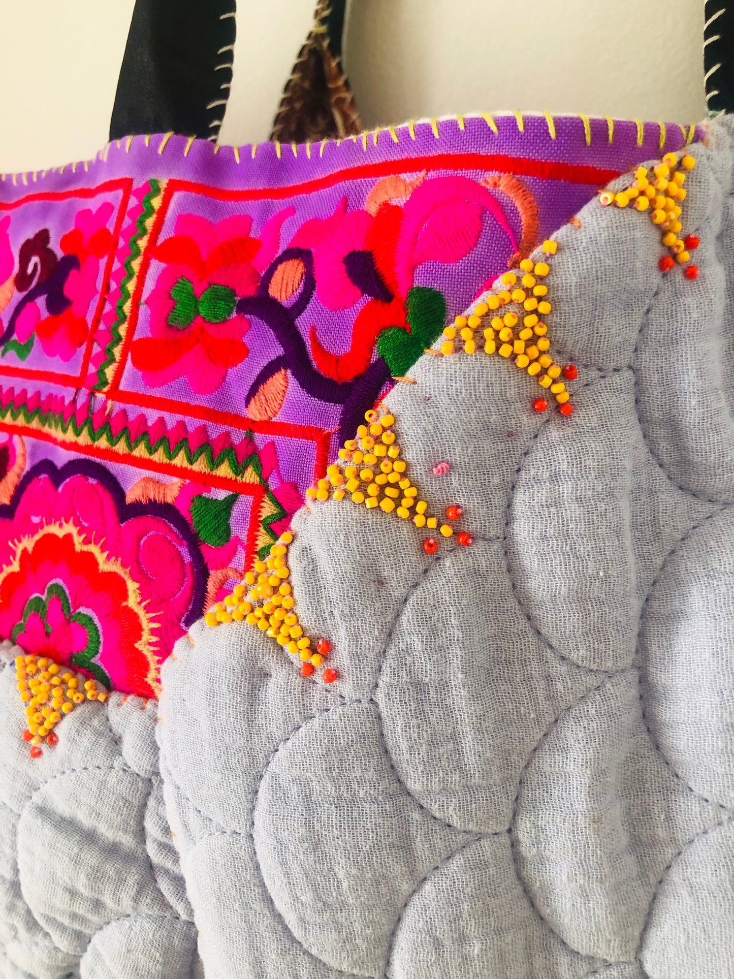 Bag Hand-stitched bag, fabric tote bag, slow fashion, handmade, 2473