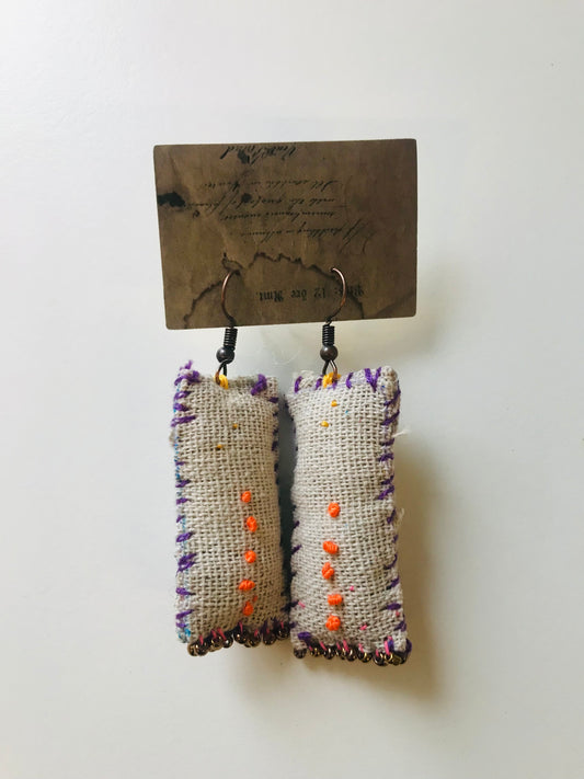 accessories hand sewn earrings possibly asymmetric earrings beads fabric slow fashion handmade 1825