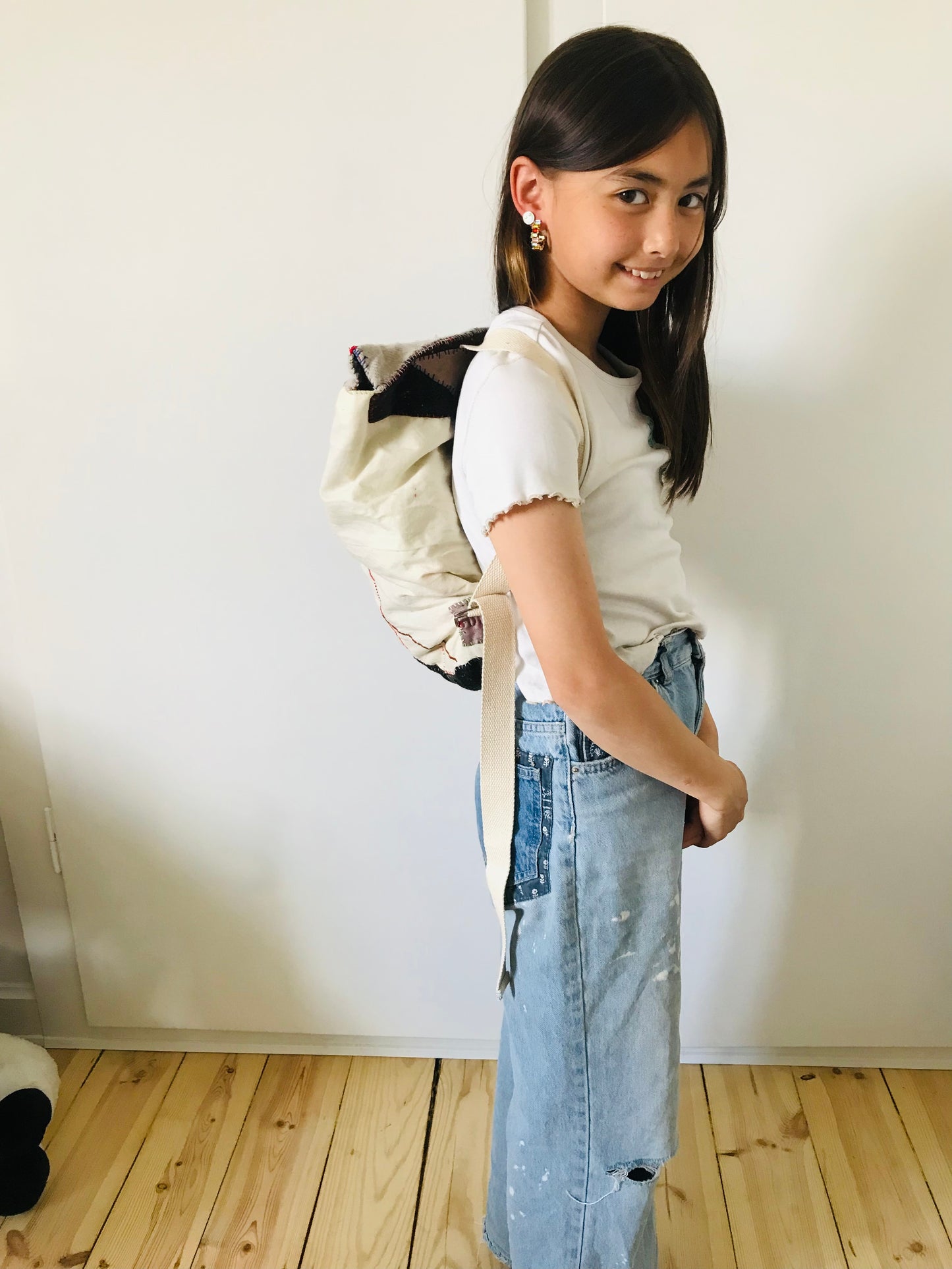 Rucksack Beaded Embroidered Hand Sewn Fabric Canvas 1586