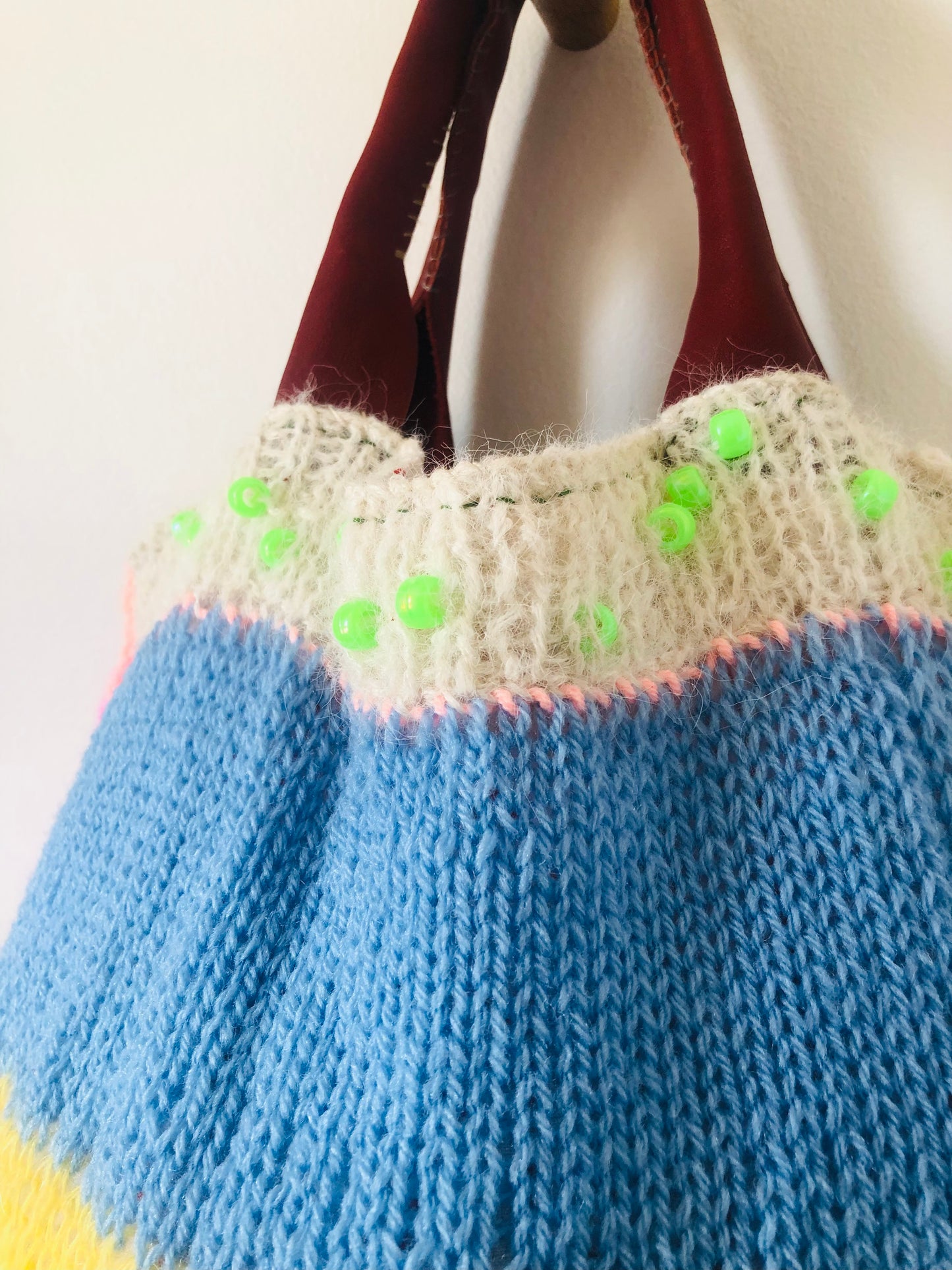 Bag - Hand-sewn fabric bag, knitted tote bag, slow fashion, handmade - 2440
