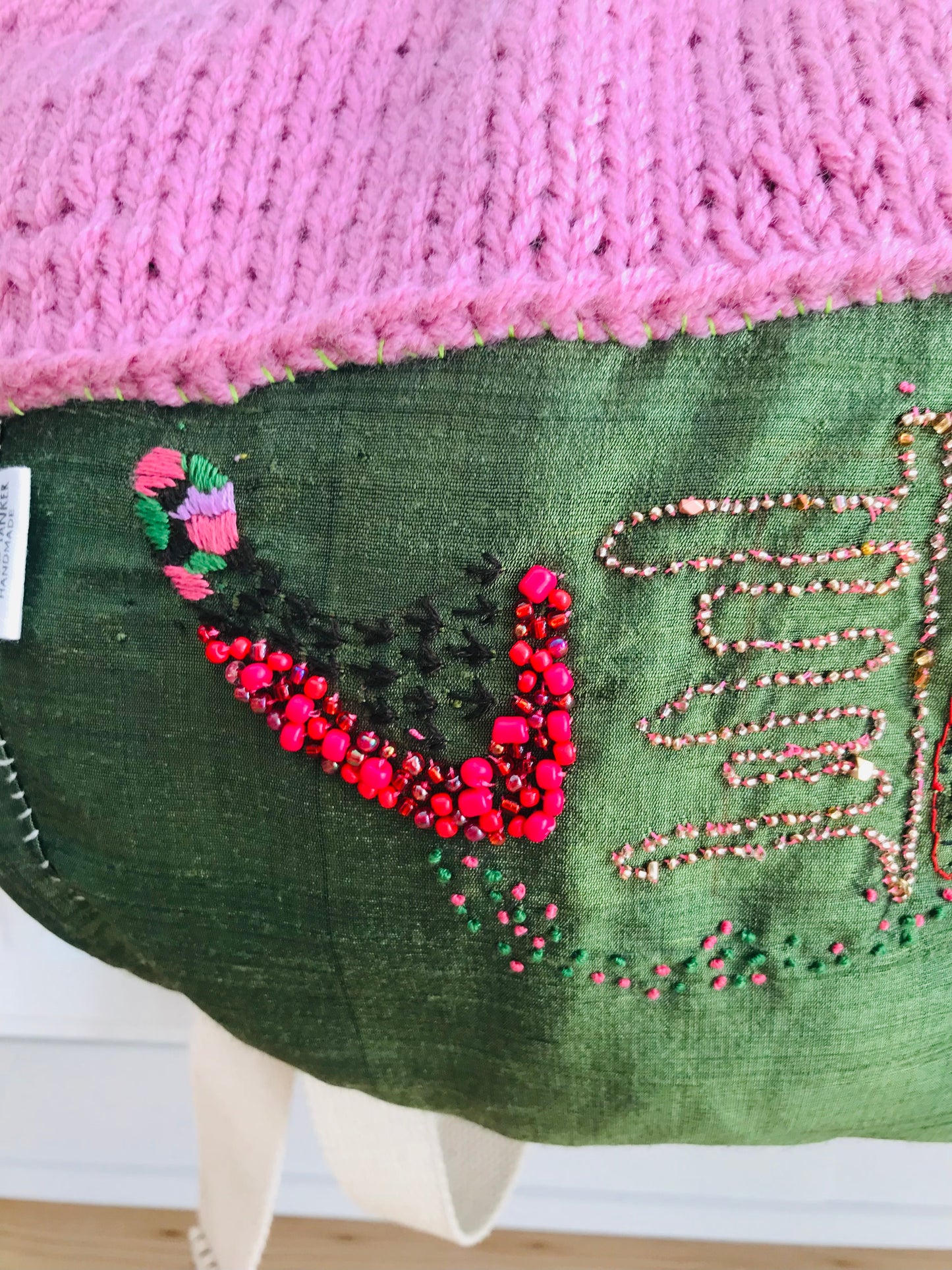 Rucksack Beaded Embroidered Hand Sewn Fabric Canvas 1586