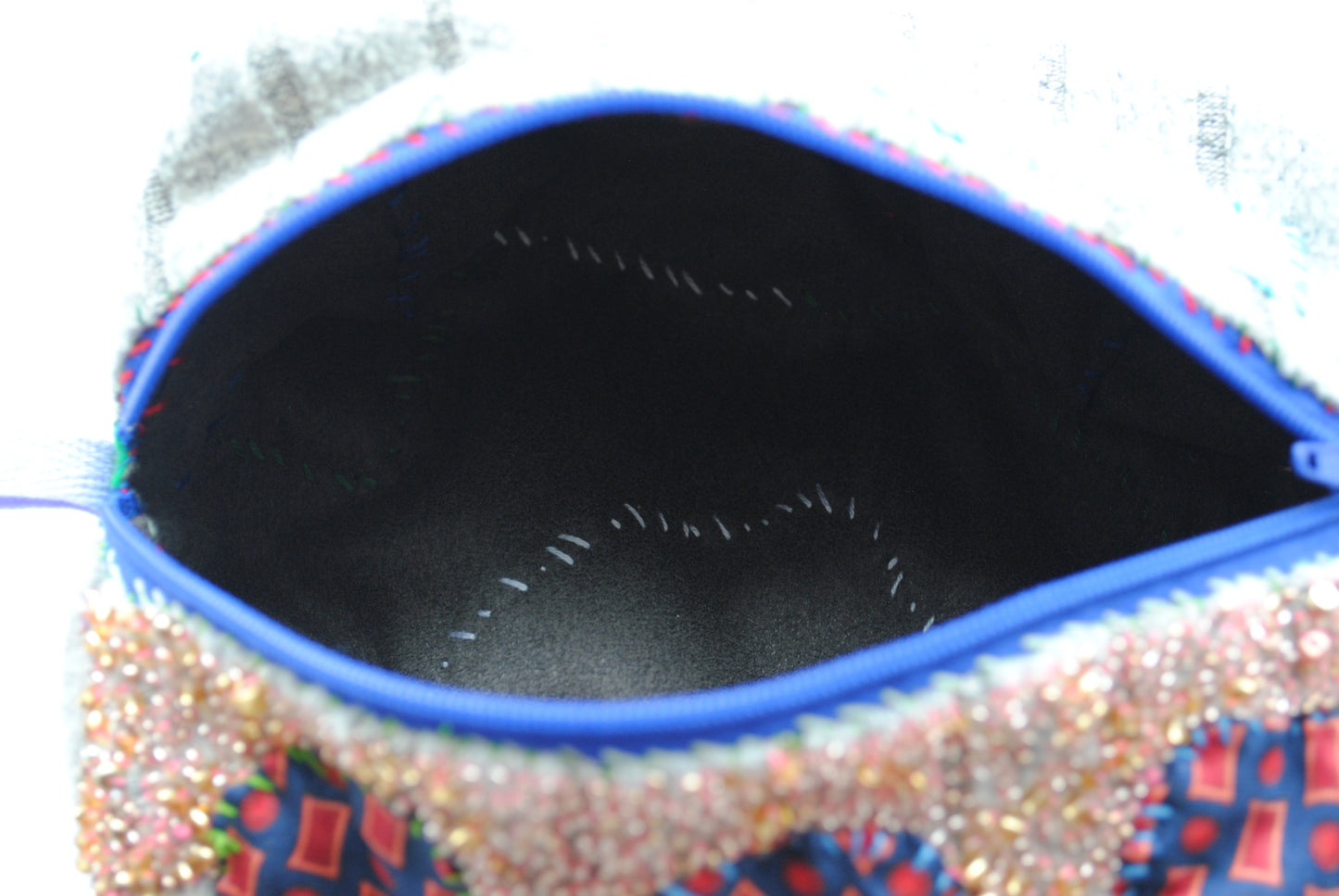 Pouch hand sewn fabric handmade bead embroidery 1783