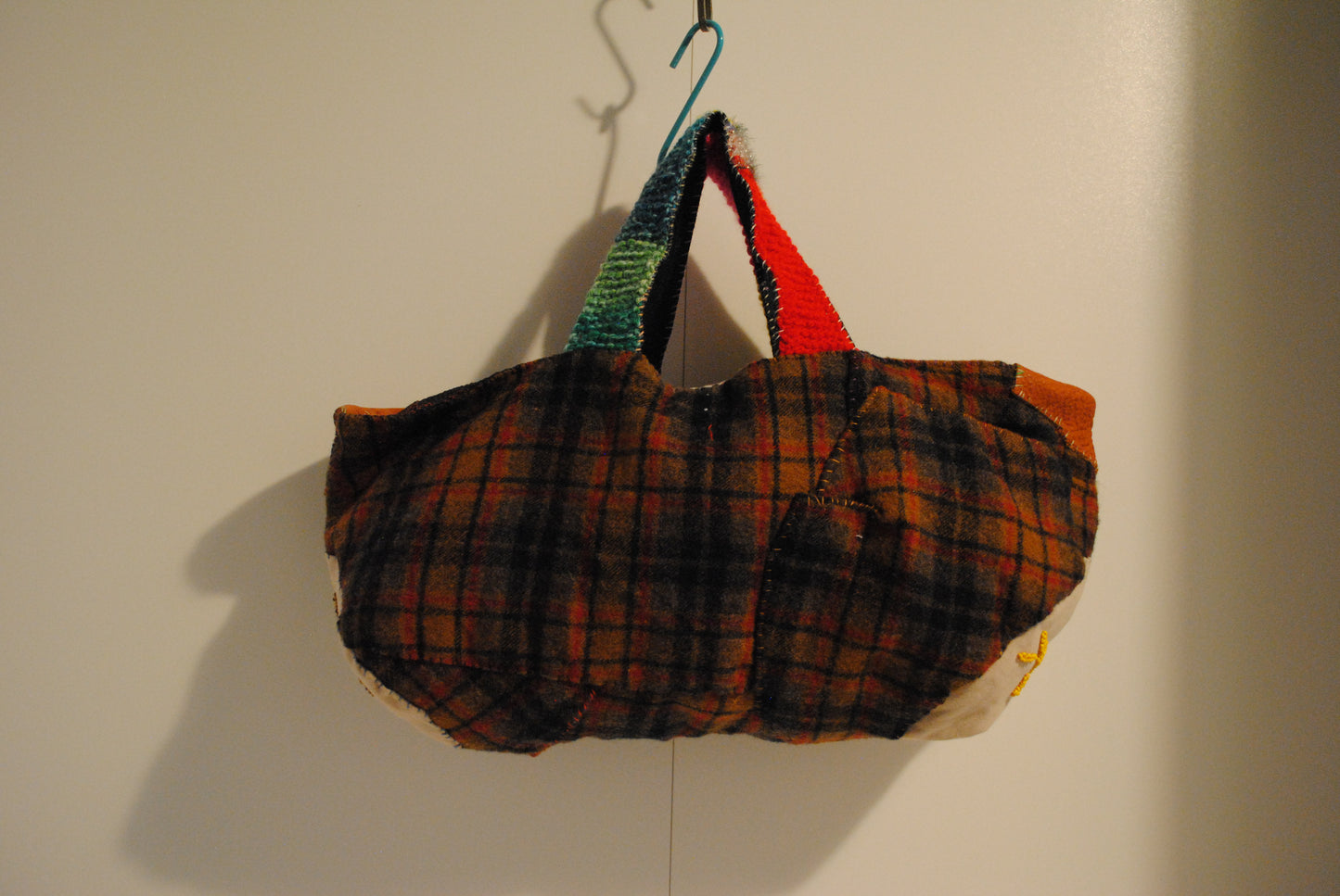 Bag Hand Sewn Bag Fabric Genuine Leather Handle Slow Fashion Handmade 1869 