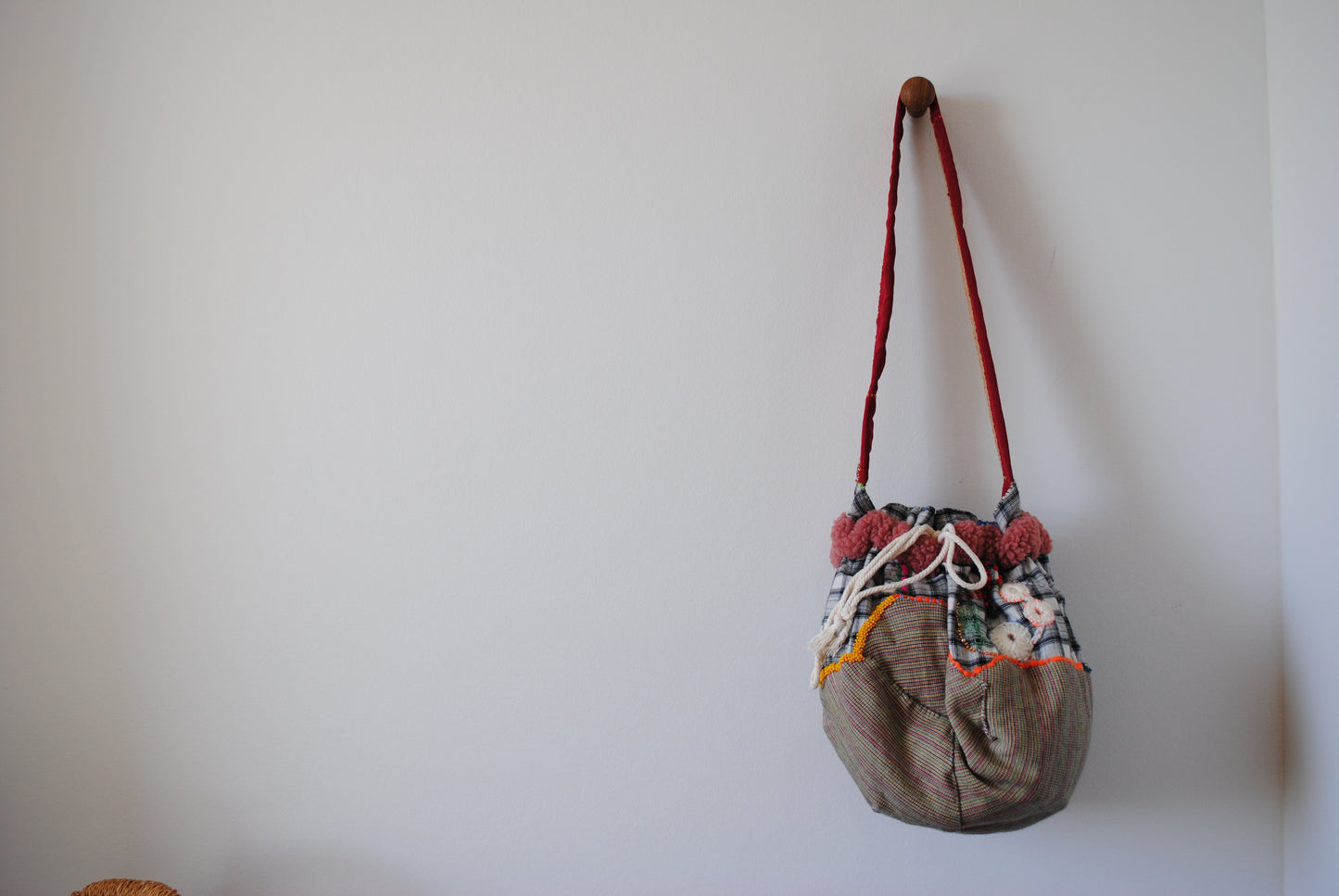 Bag Drawstring Bag Drawstring Bag Hand-sewn Bag Fabric Slow Fashion Handmade 2004 