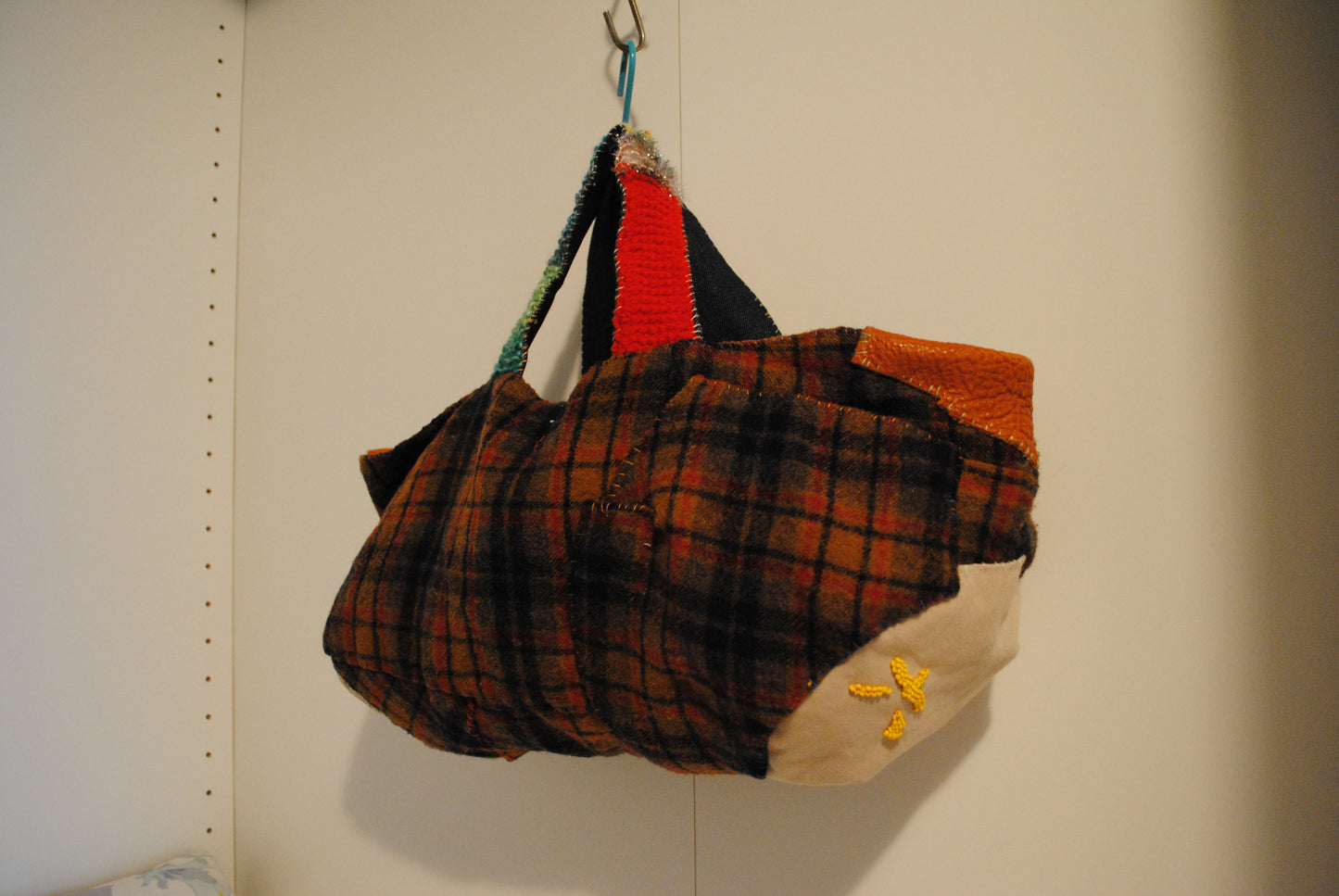 Bag Hand Sewn Bag Fabric Genuine Leather Handle Slow Fashion Handmade 1869 
