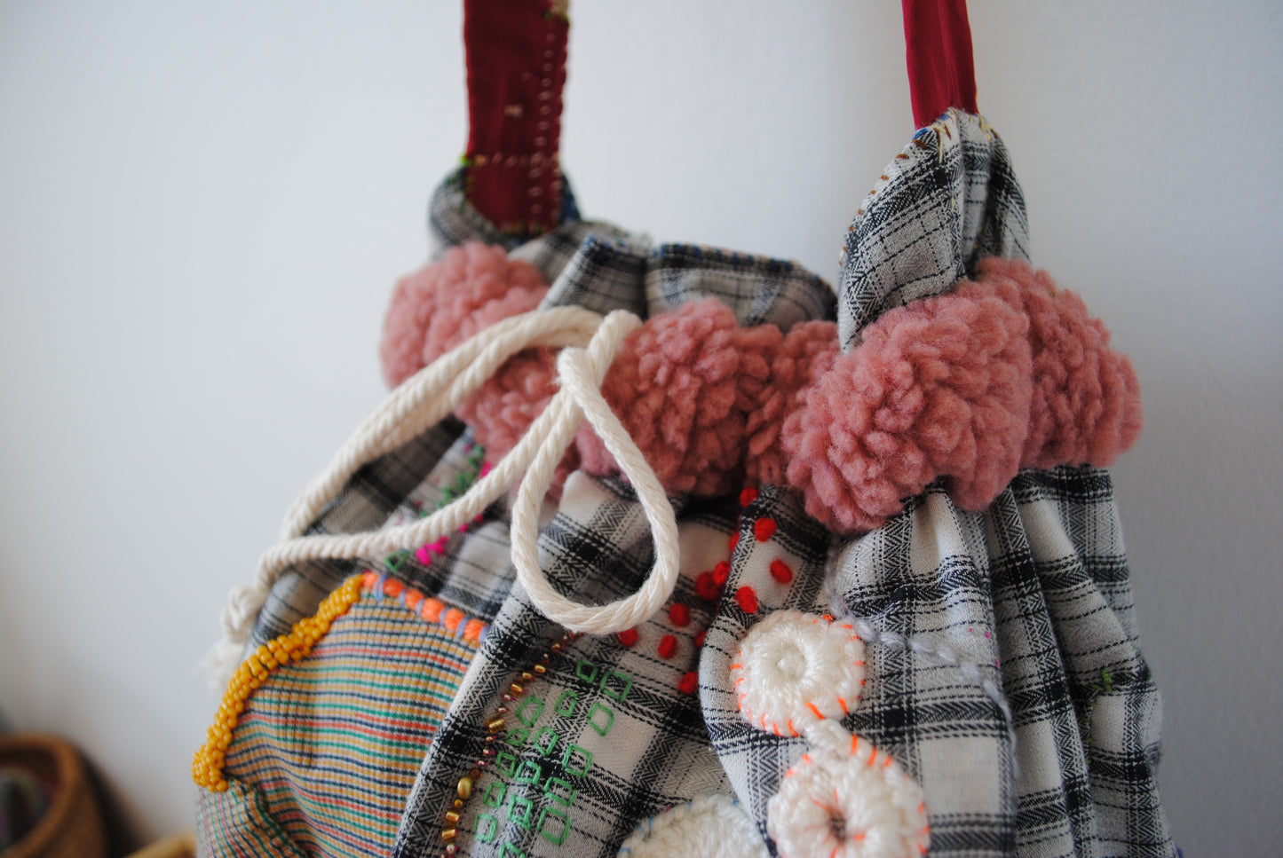 Bag Drawstring Bag Drawstring Bag Hand-sewn Bag Fabric Slow Fashion Handmade 2004 