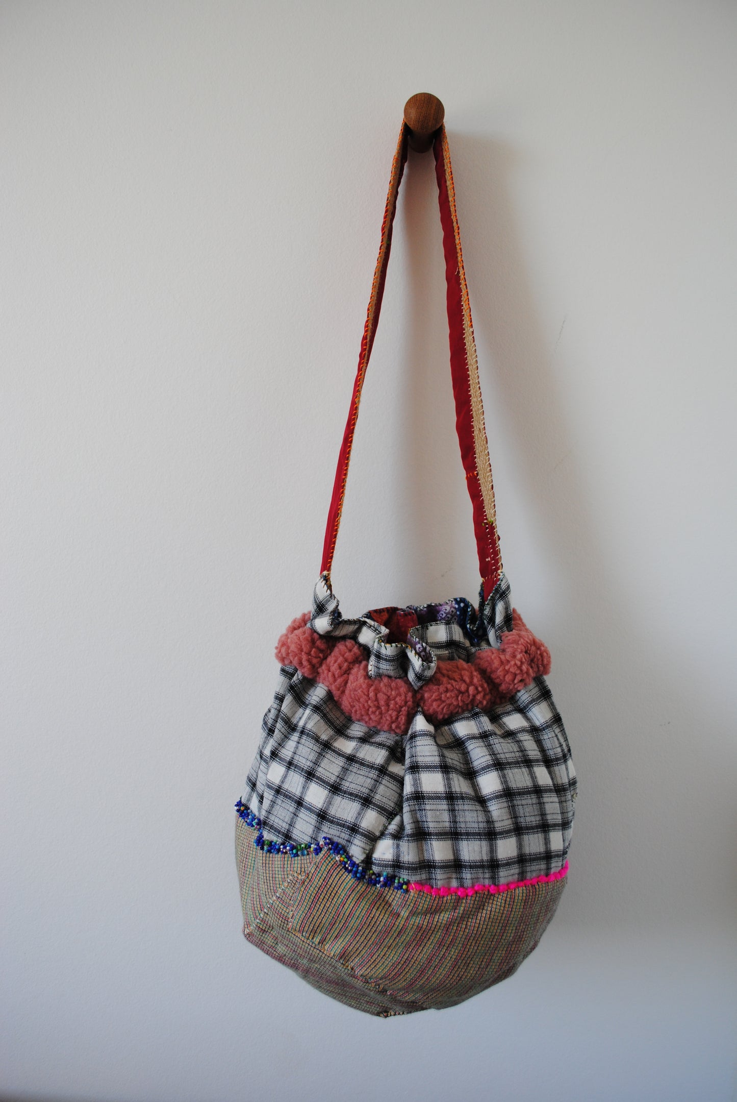 Bag Drawstring Bag Drawstring Bag Hand-sewn Bag Fabric Slow Fashion Handmade 2004 