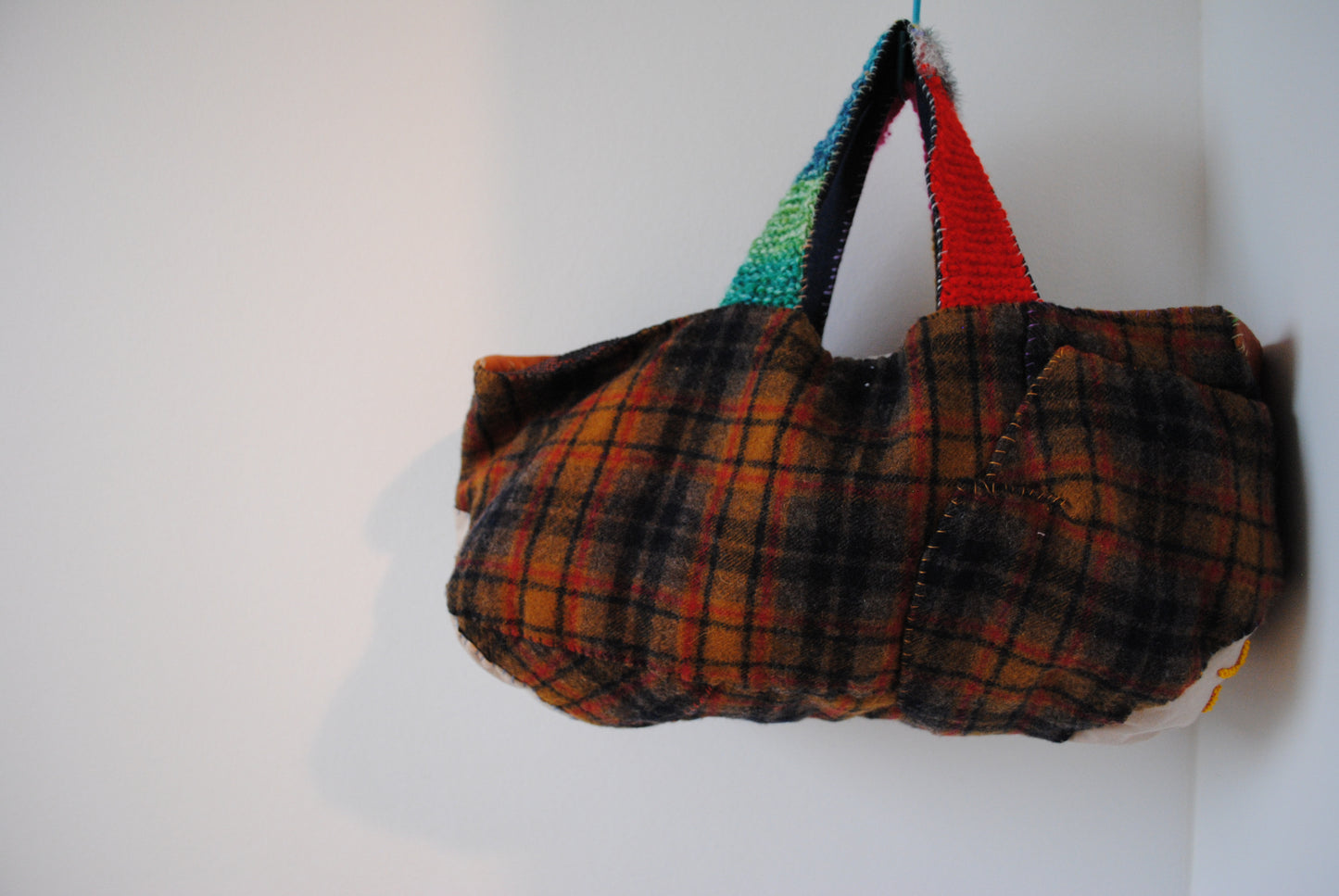 Bag Hand Sewn Bag Fabric Genuine Leather Handle Slow Fashion Handmade 1869 