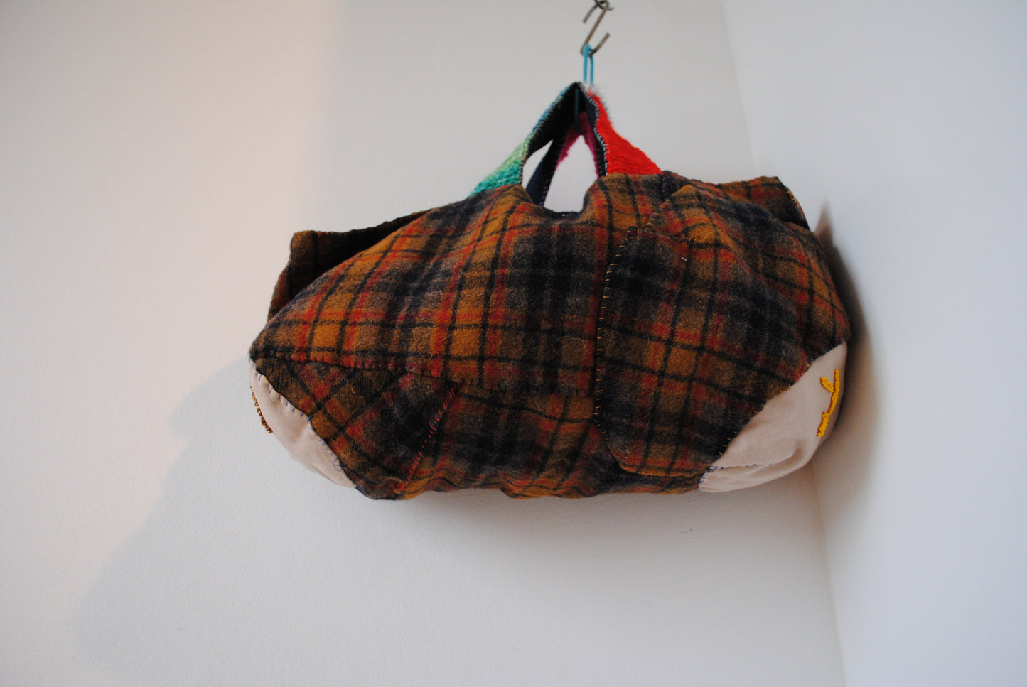 Bag Hand Sewn Bag Fabric Genuine Leather Handle Slow Fashion Handmade 1869 