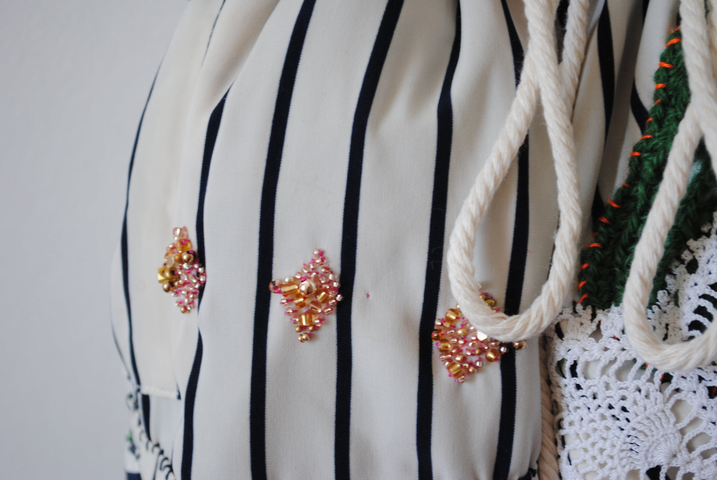 Bag Drawstring Bag Drawstring Bag Hand-sewn Bag Fabric Slow Fashion Handmade 2006 