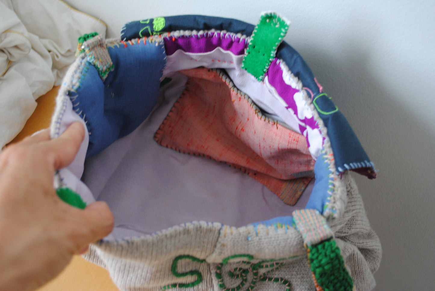 Bag   手縫いのバッグ　布製　ポシェット  肩掛けバッグ　スローファッション　ハンドメイド　2020