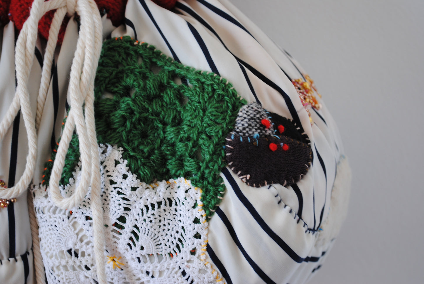 Bag Drawstring Bag Drawstring Bag Hand-sewn Bag Fabric Slow Fashion Handmade 2006 
