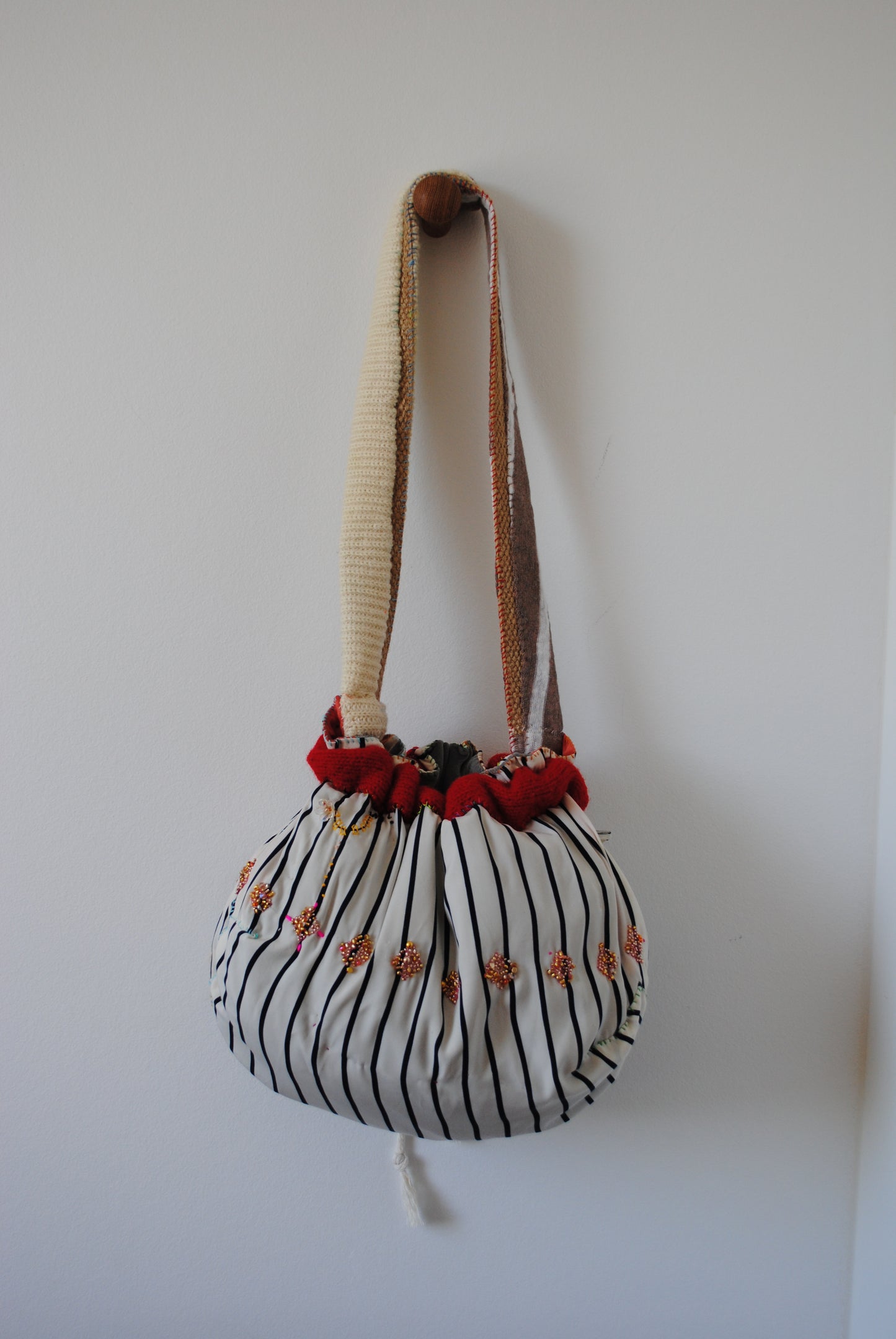 Bag Drawstring Bag Drawstring Bag Hand-sewn Bag Fabric Slow Fashion Handmade 2006 