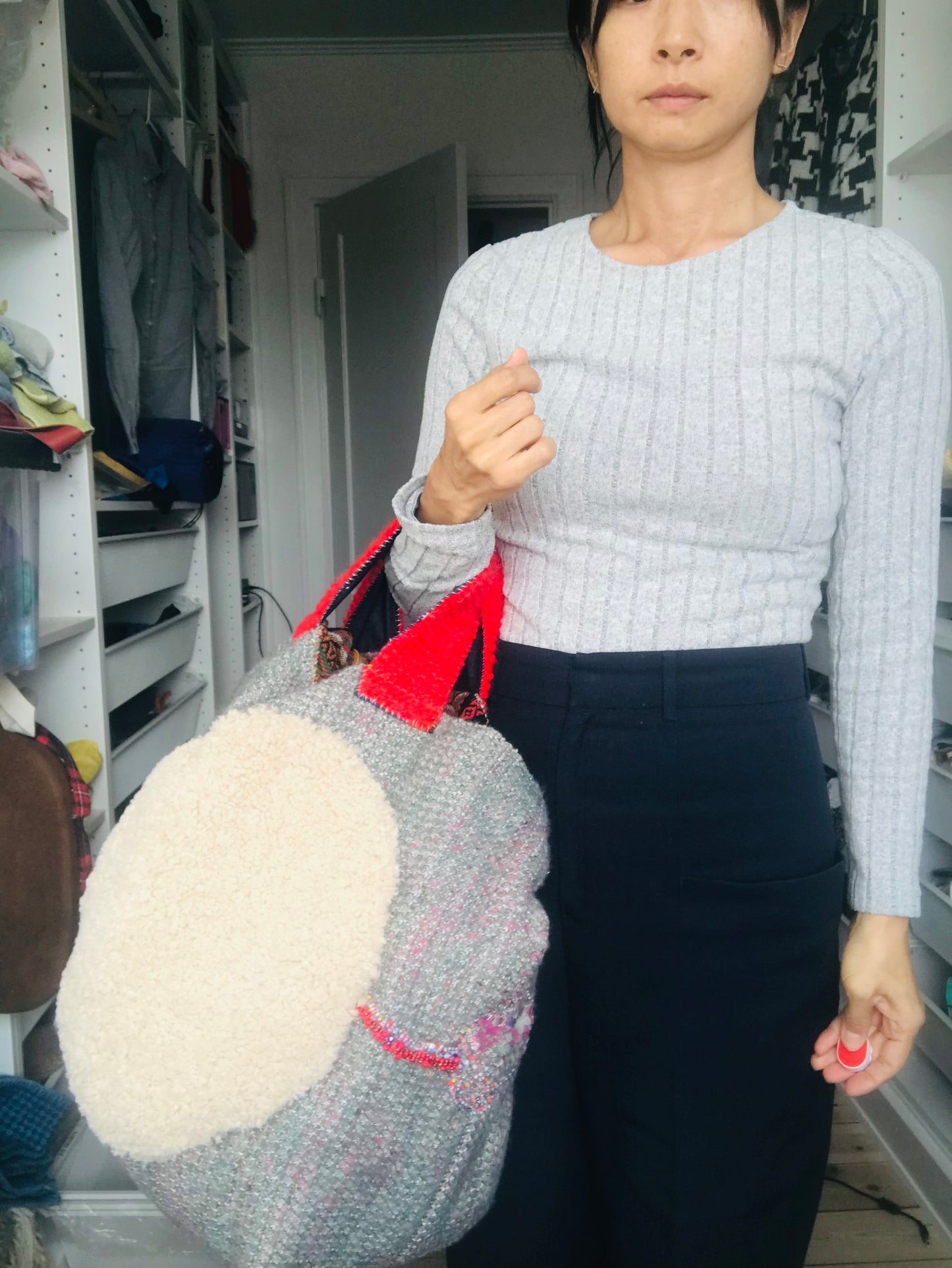 Bag   手縫いのバッグ　  布製　スローファッション　ハンドメイド　1891