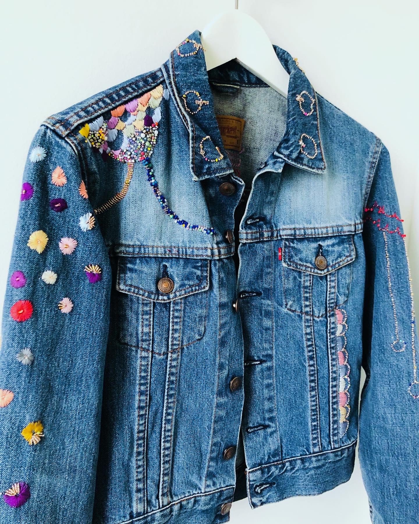 Cowboy jacket remake fabric slow fashion embroidery hand embroidery reproduction handmade 1957