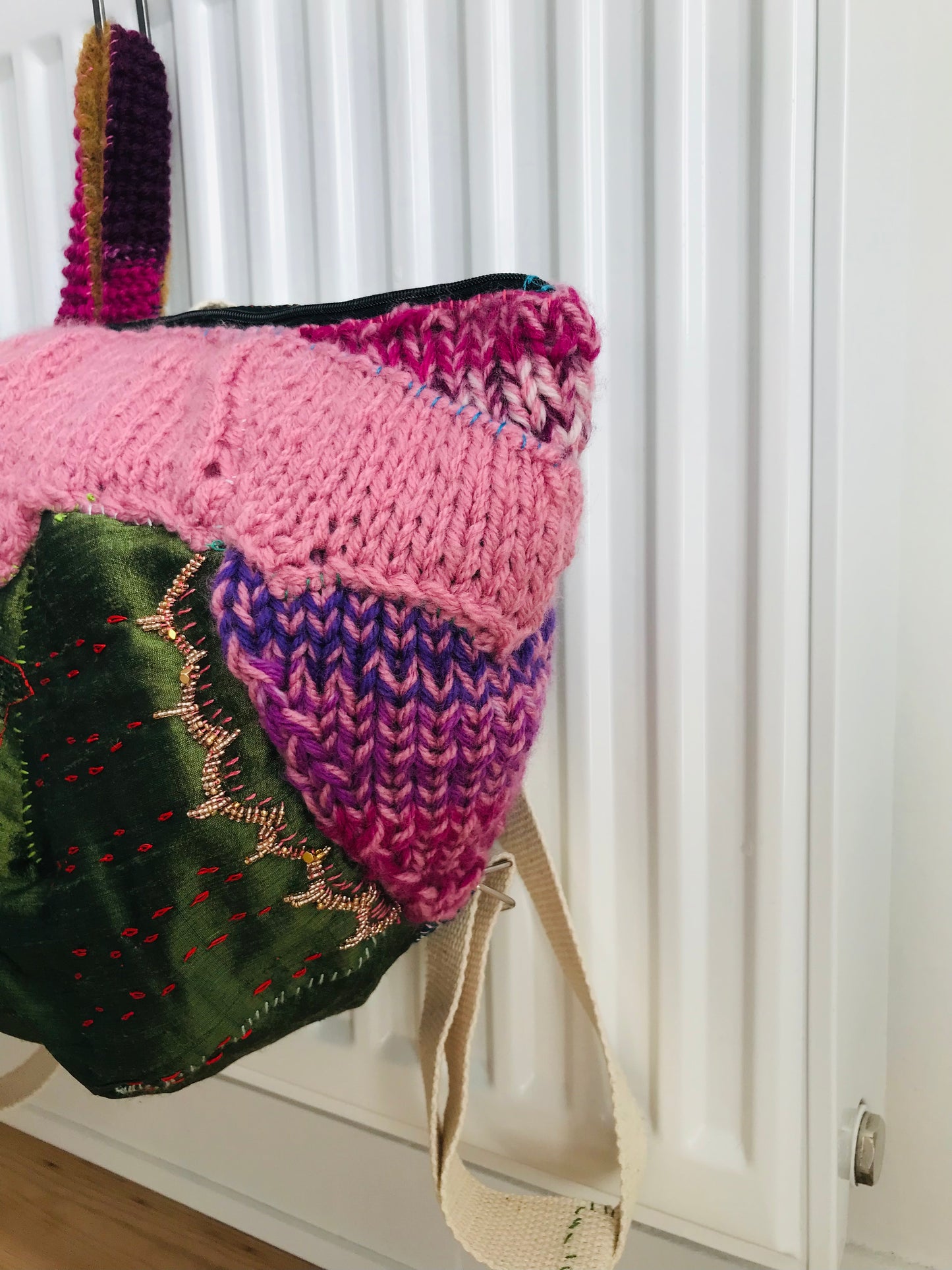 Rucksack Beaded Embroidered Hand Sewn Fabric Canvas 1586