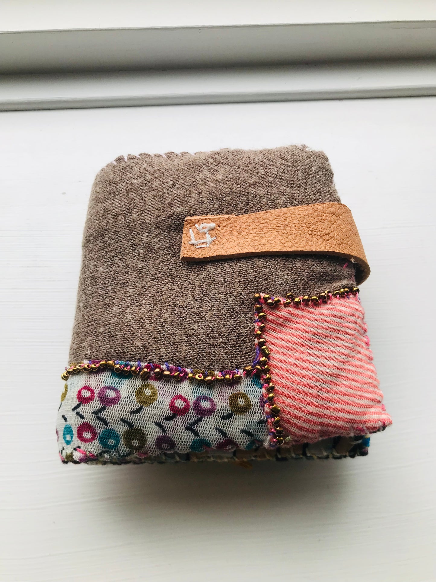 Wallet Cloth Wallet Handmade Hand Sewn Embroidered Patchwork Bifold 1649