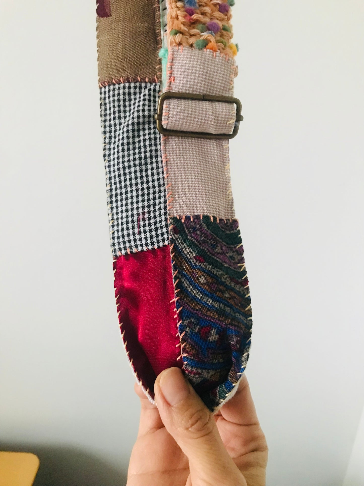 Håndstrikket uld- og garnrem, skulderrem, slow fashion, håndlavet, 1935 
