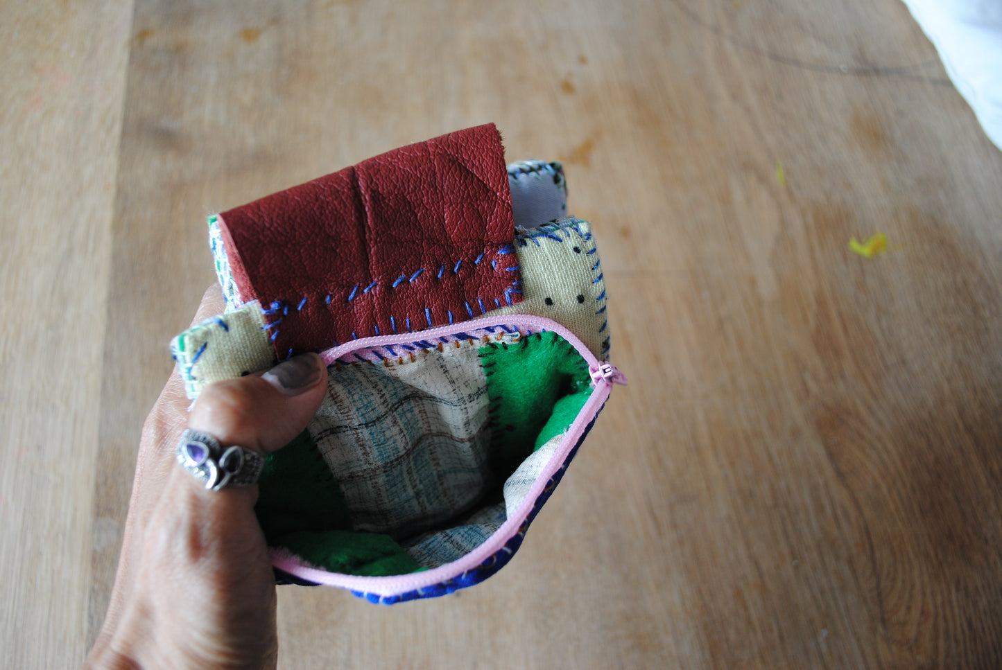 Wallet Cloth Wallet Handmade Hand Sewn Embroidered Patchwork Bifold 1650