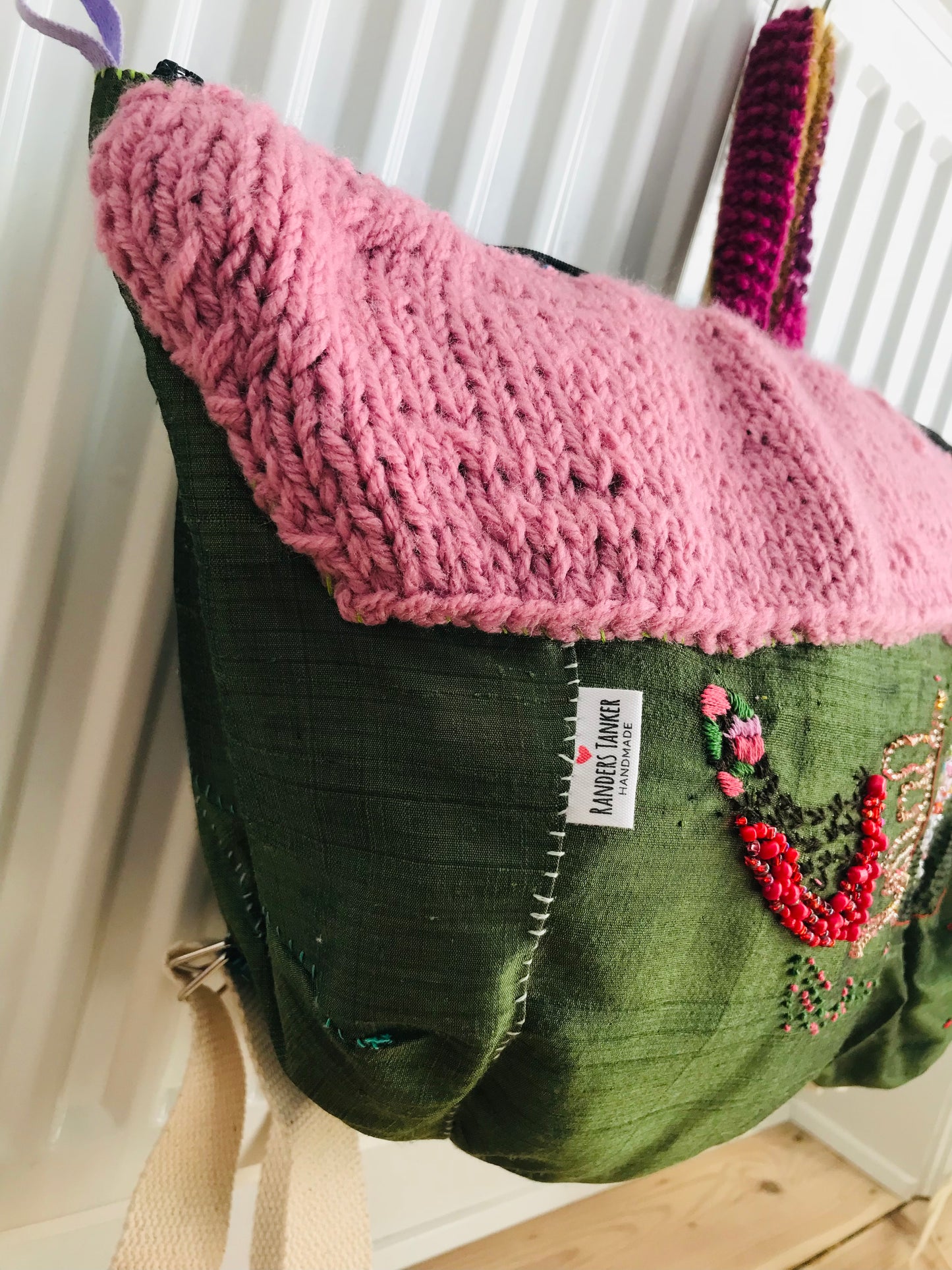 Rucksack Beaded Embroidered Hand Sewn Fabric Canvas 1586