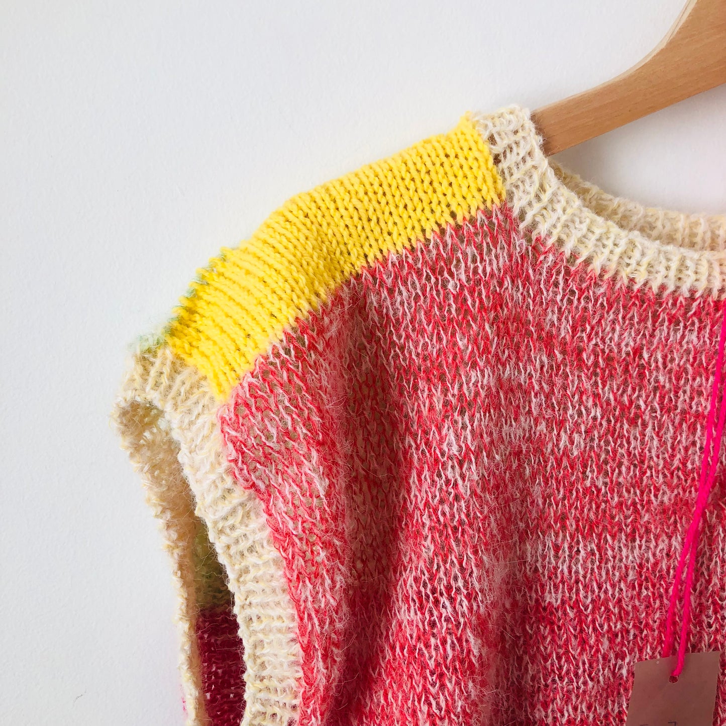 vest, sweater, knitting, yarn, wool, mohair, slow fashion, fancy yarn, one of a kind, 2419